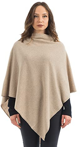Dalle Piane Cashmere - Poncho kashmirblandning - Made in Italy - Kvinna, Färg: Beige, en storlek
