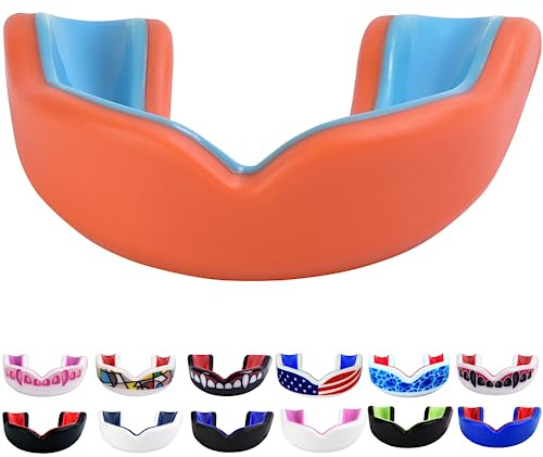 Oral Mart Orange/Blue Youth Gum Shield for Kids - Sports Mouth Guard for Karate, Boxing, Martial Arts, Football, MMA, Sparring, Hockey, Rugby, BJJ, Muay Thai,Soccer