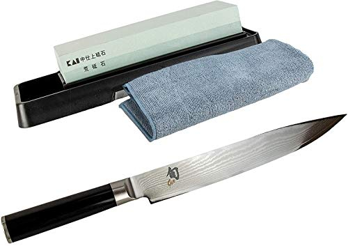 KAI Shun Bundle, DM-0704 ultrascharfes japanisches Schinkenmesser, 23 cm Klinge + KAI Schleifstein AP-0305+ Premium- Poliertuch VK: 242,95€