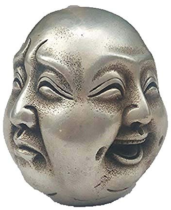 Mode 158 metallhantverk tibetanskt silver 4 ansikten buddha huvudstaty Tibet silver brons 8 cm dekoration hantverk statyer