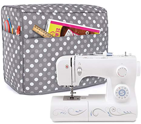 Luxja Abdeckhaube für Nähmaschinen, Anti-Staub Abdeckung für Nähmaschinen und Zubehör (Fit für Brother und Singer), Graue Punkte