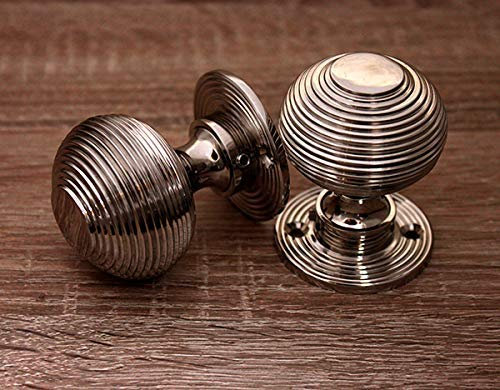 Infinity Decor Antique Style Solid Brass Beehive Door Knob 50mm Nickel Finish