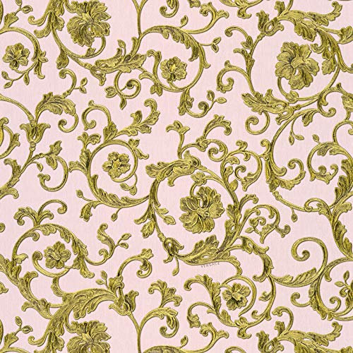 Papier peint baroque Tapisserie baroque Papier peint intissé Gris Vert Rose 343264 | Large choix de papier peint
