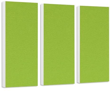 platino24 COLORE Rechteck Schallabsorber – 3er Set – Hellgrün | Wandpaneele – Schalldämmung – Akustikpaneele – je 82,5x27,5x5cm – Montage ohne Werkzeug mit Klebepads