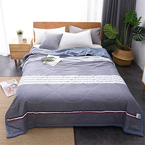 Chickw1 Streifen Tagesdecke Bettüberwurf Gesteppt, Mikrofaser Tagesdecke Schlafzimmer Steppdecke Decke Überwurf Wohnzimmer Sofaüberwurf für Einzelbett Doppelbett (150x200cm,Blau grau)