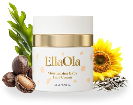 ELLAOLA 96 Hour Deep Moisturizing Baby Face Cream for Dry, Eczema Prone & Sensitive Skin - Daily Organic Face Lotion Nourishes & Hydrates, Fragrance Free | 1.7 fl. oz.