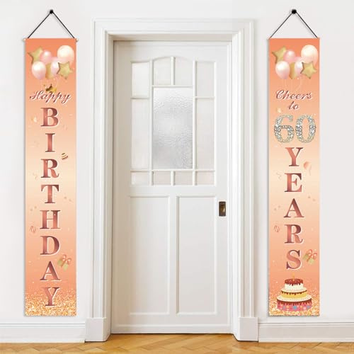 60.Geburtstagbanner Deko Männer Frauen,Roségold Banner Alles Gute zum 60.Geburtstag,60 Jahre Banner für 60 Geburtstags Party Dekorationen Zubehör,wesentliche für 60.Geburtstagsfeier Geschenke