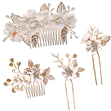 Vasemele Accessoires Cheveux Mariage 4 Pièces Épingle à Cheveux Mariage Broche Cheveux Mariage Pince Cheveux Mariage Mariée Mariage Peigne Perles Peigne Épingle Pince Accessoire Coiffure