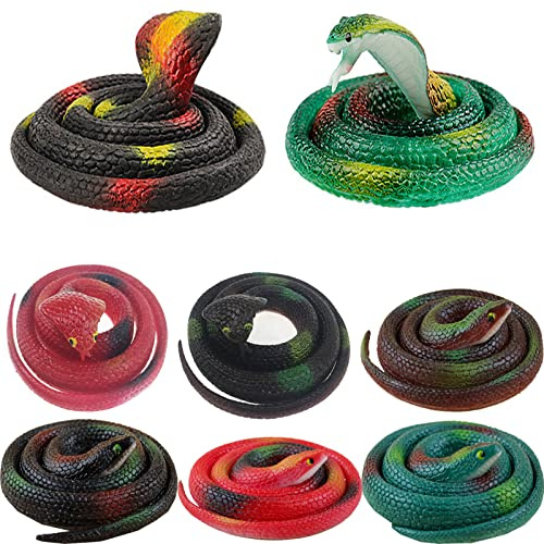 YouYuer 8 Stücke Scherzartikel Schlange Spielzeug Weich Gummi Realistische Schlanges Streich Spiel Realistische Gummi Schlange Gummischlangen für Tricky Aprilscherz Halloween Spielzeug