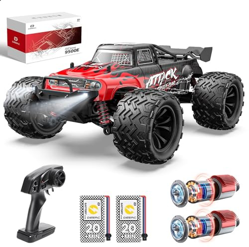 DEERC 9500E 1:16 Scale All Terrain RC Car, 4x4 High Speed 40 KPH RC Truck, 2.4Ghz Remote Control Truck with 2 Batteries, Off-Road Monster Truck for Adults Kids