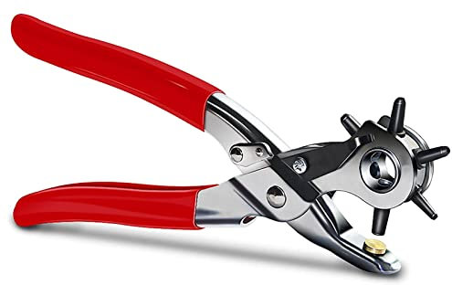 KATUR Poinçon à cuir rotatif, Perforateur de cuir Perforateur de ceinture Pince à oeillets tournante à usage intensif avec 6 trous de tailles différentes pour ceintures, chaussures, sacs, cartes