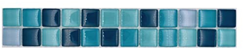 Fliesen Bordüre MosaikMosaikfliese Glasmosaik mix blau petrol türkis Küchenrückwand Duschwand | 10 Mosaikbordüren