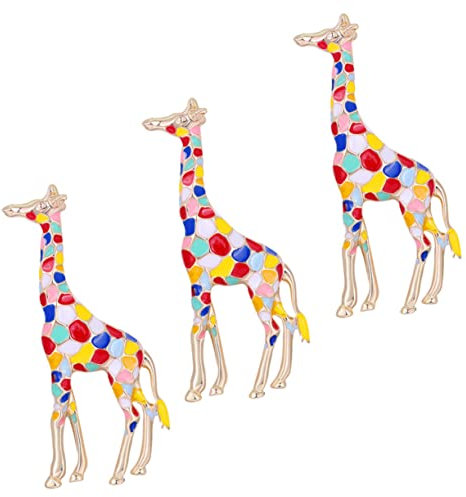HAPINARY Einzigartiges Design 3 Stück Giraffenbrust-anstecknadel Bunte Emaille-brosche Aus Legierung Stilvolles Ornament Für Damenkleider