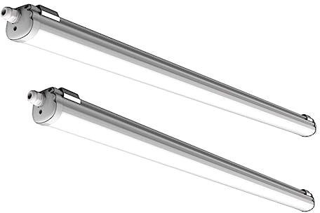 pureled 48W LED Feuchtraumleuchte IP65 150cm Wannenleuchte Neutralweiß 4000K Werkstatt Garage Keller (2er Set)