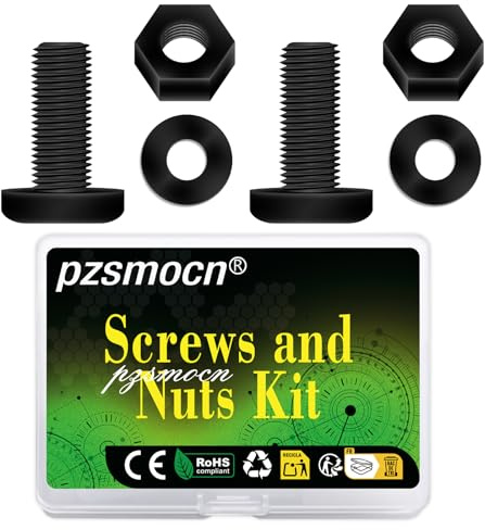 pzsmocn 90 Pièces/30 Ensembles M8*20 mm en Plastique Nylon Noir Croix Tête | Ronde Kit Bricolage Fil, Vis Rondelle Assemblage, Écrou Isolante Électronique, Hexagonal Taille Câble, Combinaison Standard