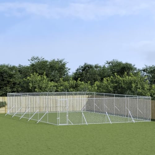 BaraSh Outdoor-Hundezwinger Silbern 8x12x2 m Verzinkter Stahl Hundehaus HundekäFig Hundezwinger Outdoor HundehüTten FüR DraußEn