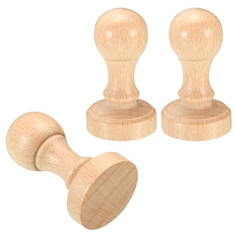PATIKIL 35mm Stempelholzgriff, 3er-Pack Holzknöpfe Stempelhalter für Stempelherstellung DIY Basteln Scrapbooking, Braun