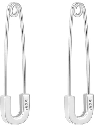 LEGENTLISUR Büroklammer-Ohrringe Silber 925 Damen Creolen Personalisierte Sicherheitsnadel Ohrringe Knorpel Ohrringe Ohrstecker Silber 925 Damen Geschenke für Frauen Damen Mädchen 30mm
