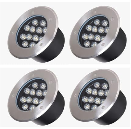 tyfuture LED Luz Empotrada En El Suelo Al Aire Libre Luz Subterránea IP66 Impermeable Foco Empotrable De Suelo AC85-265V para Terraza, Cubierta, Escalón, Jardín Iluminación De Paisaje, Paquete De 4 (