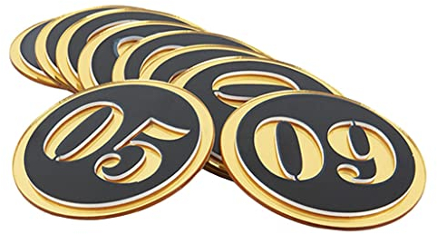 Golden Acrylic Number Digital Plate, Self-adhesive Number Sticker, Waterproof Serial Number Sticker, Office House Number Post (Color : Black+gold, Size : 41-50_10X10CM)