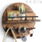 Dxiunove Schlüsselboard Vintage Holz mit Ablage Schlüsselbrett Rund Schlüsselhalter für Zuhause Dekorative Wandmontage Schlüsselbrett mit Vintage Charme(Braun)
