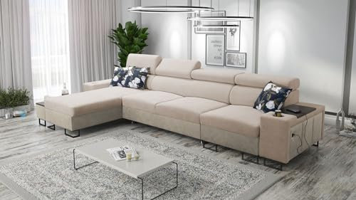 Ecksofa Melani XII Mini 347x170cm- Schlaffunktion - Bettkasten - L-Form - Couch - Eckcouch - Schlafsofa - Wohnlandschaft - Sofa - Polstersofa - Couch - Freya210.04+ Kunstleder Tauro8203 - Links - 26