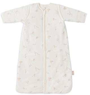 Jollein Schlafsack Baby - Lovely Birds - 110 cm - Baumwolle - 2.0 bis 3.0 TOG - Abnehmbare Ärmel - Oeko-TEX Zertifiziert - Baby Schlafsack - Vögel Print