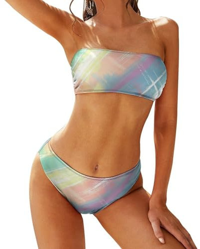 Xiputvl Bunt Bikini Triangel - Hochtailliert, Weiche Polsterung, Ideal Für Strand S