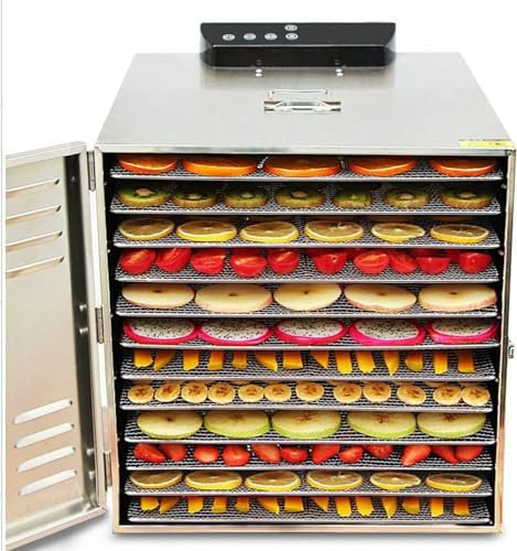 ERSINIAN Essiccatore per Alimenti da 12 vassoi Mac, essiccatore per Frutta e Verdura, essiccatore per Frutta secca per la casa, Temperatura Regolabile 30-90 °C