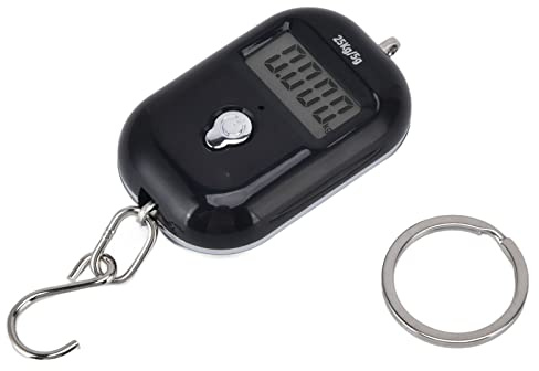 Kofferwaage Digital Tragbar mit Schlüsselanhänger, 25kg Kapazität, Schwarz, Hängewaage für Gepäck und -Lieferung
