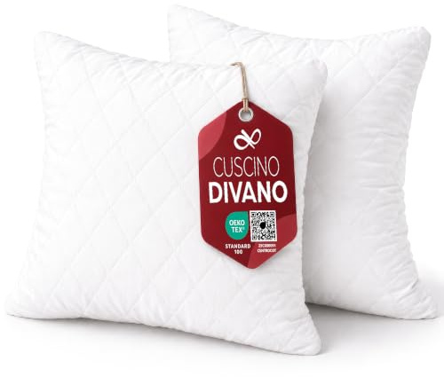Flowen Cuscini per Divano 35x35 Imbottitura Cuscini 4 pezzi Interno Decorativi Quadrati Morbidi con Federa Trapuntata Bianca Anallergici Antiacaro Arredo Casa Salotto Letto Lavabili