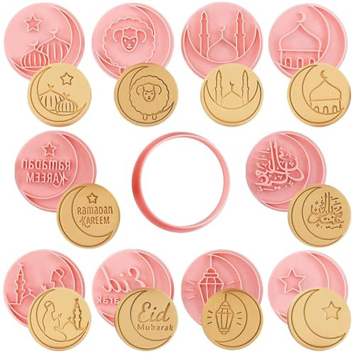 YeahBoom 10 Stück Ausstechförmchen Muslimischen,Islamische Ramadan Ausstechformen Keksausstecher,Eid Mubarak Ausstechformen Set,Muslimischen Keks Fondant Kuchen Backen Ausstecher,Eid Mubarak 3D Set