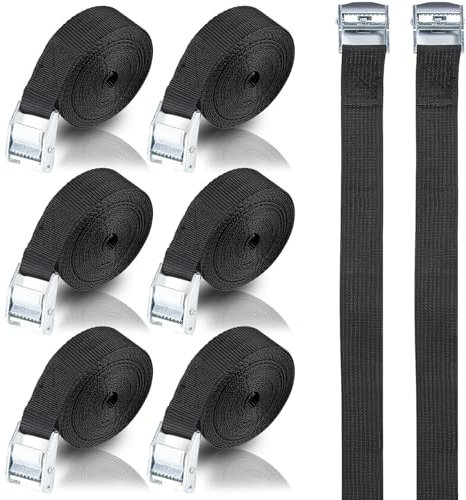 8 Pcs Tie Down Straps,Adjustable Lashing Straps,1m x 20mm Heavy Duty Tensioning Belts,250kg Load Capacity,Quick Release Straps with Clip Locks for Bicycles, Motorbikes, Trolleys, Luggage (Black)