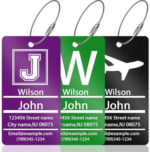 Custom Laser Engraved Metal Luggage Tag for Men Women Vertical 2x3.5