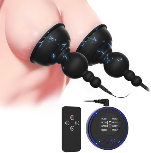 Jpscor Nippelsauger Brustwarzen Sex Spielzeug für die Frau, Elektroschocker Silikon Nippel Sauger mit 8 Modi & 19 Intensität, Sexuelle Elektrostimulation SM Brust Sexspielzeug für Frauen Paare