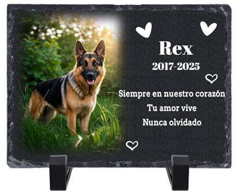 SunHurry Placa Conmemorativa Personalizada para Mascotas, lápida con Foto y Soporte, Memorial para Perro fallecido, Marcador de Tumba Personalizado, 10 x 14/14 x 20/20 x 30 cm