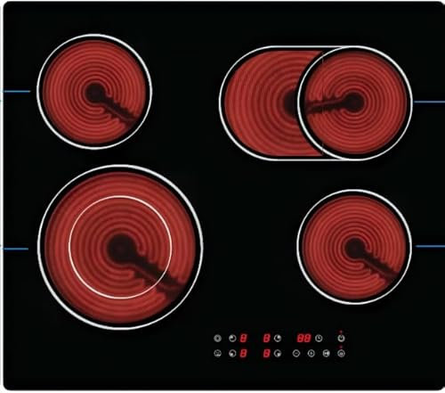 Nardea Placa Vitrocerámica 4 Zonas 6700W | Cocina Eléctrica Empotrada con Control Táctil, 9 Niveles de Potencia, Seguridad Avanzada, Compatible con Todo Tipo de Utensilios de Cocina