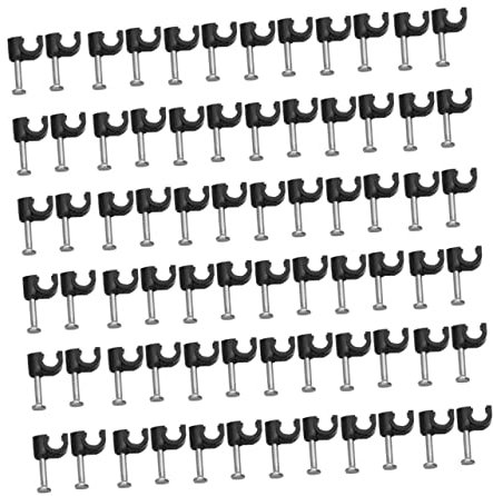 Uonlytech 100 Clips Organizadores de Cables Negros de Plástico de 4 Mm para Fijar y Organizar Cables en Casa o Escuela