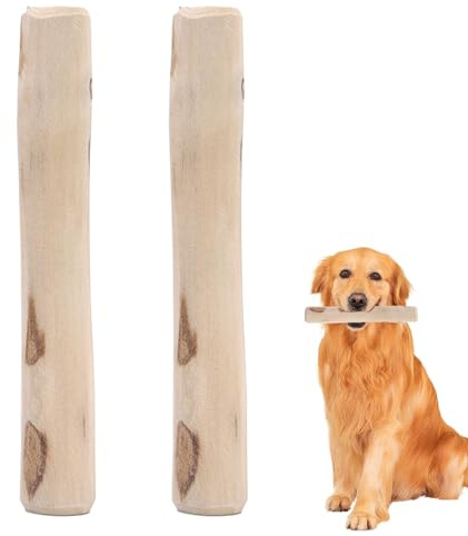 Barra de madera de café para perros | 2 masticables de madera de árbol de café | Mordedor natural, reduce el aburrimiento, herramienta de limpieza de dientes, promueve la salud de los dientes para