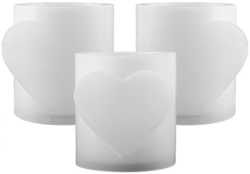 Tdkjfoutr 3PCS Silicone Candle Mold Flowerpot Moulds Concrete Heart Candle Jar DIY Resin Storage Jar Flowerpot Moulds Valentine'S Day Gift