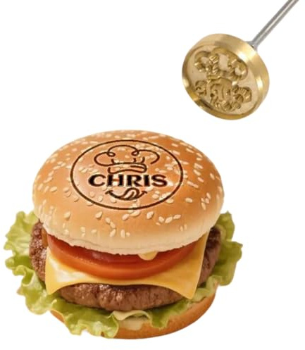 Ferro da stiro personalizzato per alimenti con logo - timbro personalizzato per hamburger | Ferro da stiro per hamburger, strumenti alimentari per piccole imprese