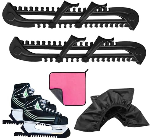 WDKXCN Protege Lame Patin a Glace, Lot de 3 Protège-Lames pour Patins à Glace avec Manchons élastiques et Protection en Plastique Ajustable, pour Patinage Artistique