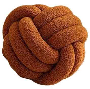 QWWQYDY Cojin Nudos Almohadas de Bolas Nudo Suave Hechas a Mano, cojín Redondo Terciopelo Cordero, decoración del hogar for niños, Almohada Felpa, Almohadas anudadas(Brown 22cm)