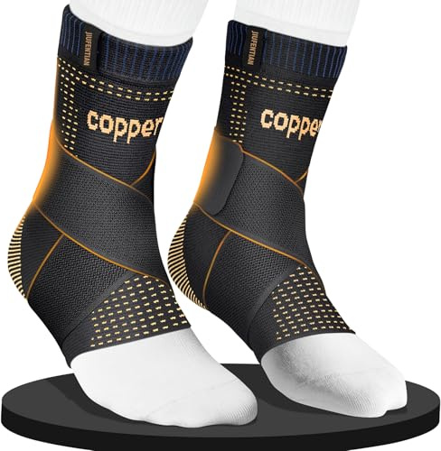 JIUFENTIAN Ultra-Thin & Copper Infused Ankle Support - Adjustable Compression Ankle Brace for Sprain Recovery, Plantar Fasciitis & Daily Pain Relief | Breathable, Durable, Fits Any Shoe (X-Large)