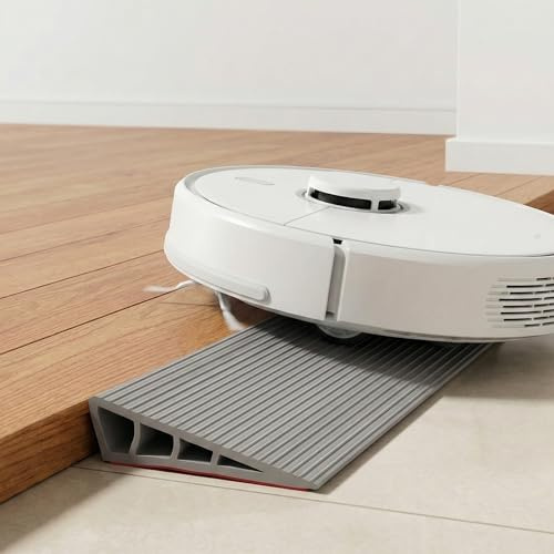 Hausurnia Türschwellenrampe Saugroboter, 100*10*2,5cm Rutschfeste Schwellenrampe PVC, Rampe für Saugroboter, Selbstklebende Rollstuhlrampe für Rollator, Kinderwagen & E-Scooter, Auffahrrampe, Grau
