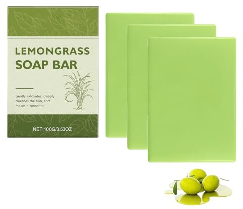 Loravey Relief Lot de 3 savons naturels pour les pieds et le corps pour une peau saine, morceaux de savon exfoliant doux, contrôle durable des odeurs, savon botanique (citronnelle)