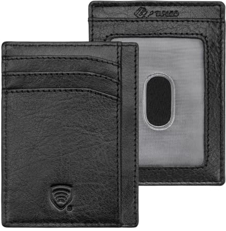 KORUMA RFID Blocker Mini Anzug Geldbeutel Geldbörse aus Echt Leder Herren | Slim NFC-Schutzhülle Kartenetui tüv geprüft - kleines Portmonee Portemonnaie Geschenk für Männer Schwarz