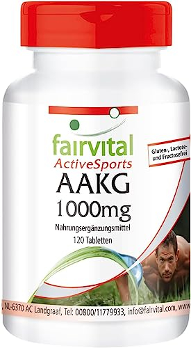 Fairvital | AAKG 1000mg, L-arginine-Alpha-ketoglutarate, Vegan, Without Magnesium Stearate, 120 AAKG Tablets