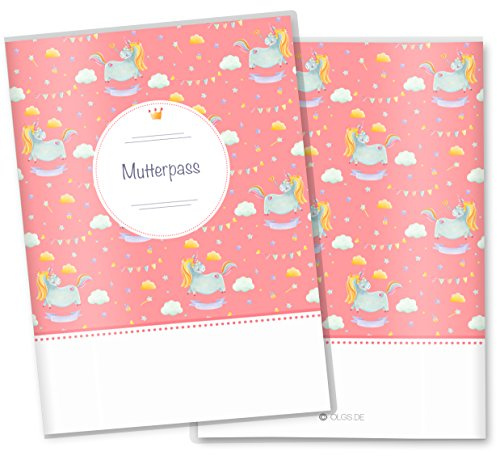 OLGS Mutterpasshülle 3-teilig Unicorn Dreams Schwangerschaft Geschenkidee (Mutterpasshülle ohne Personalisierung, Pink)