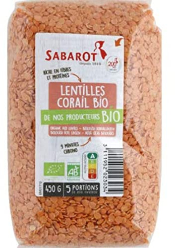 Sabarot - Lentilles corail biologiques - Sachet 450g